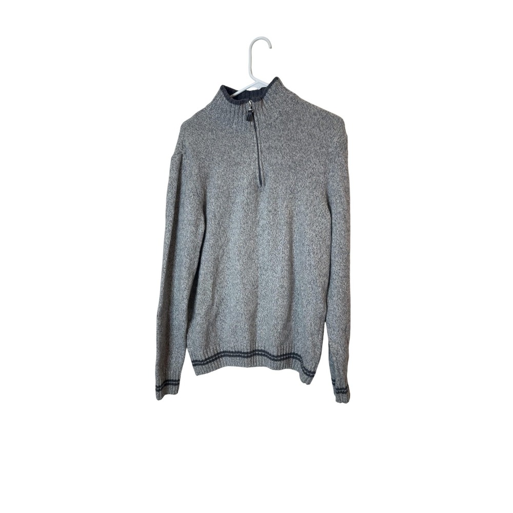 Gianetti Sweater Mens Large Wool Half Zip Mock Neck Made In Italy Gray‎